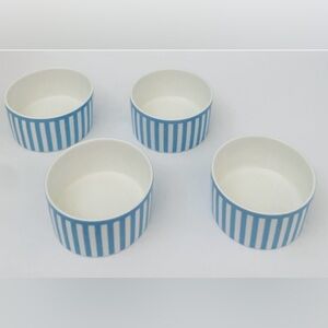 Round House Sicily Blue Stripe Dessert Bowls Set Of 4